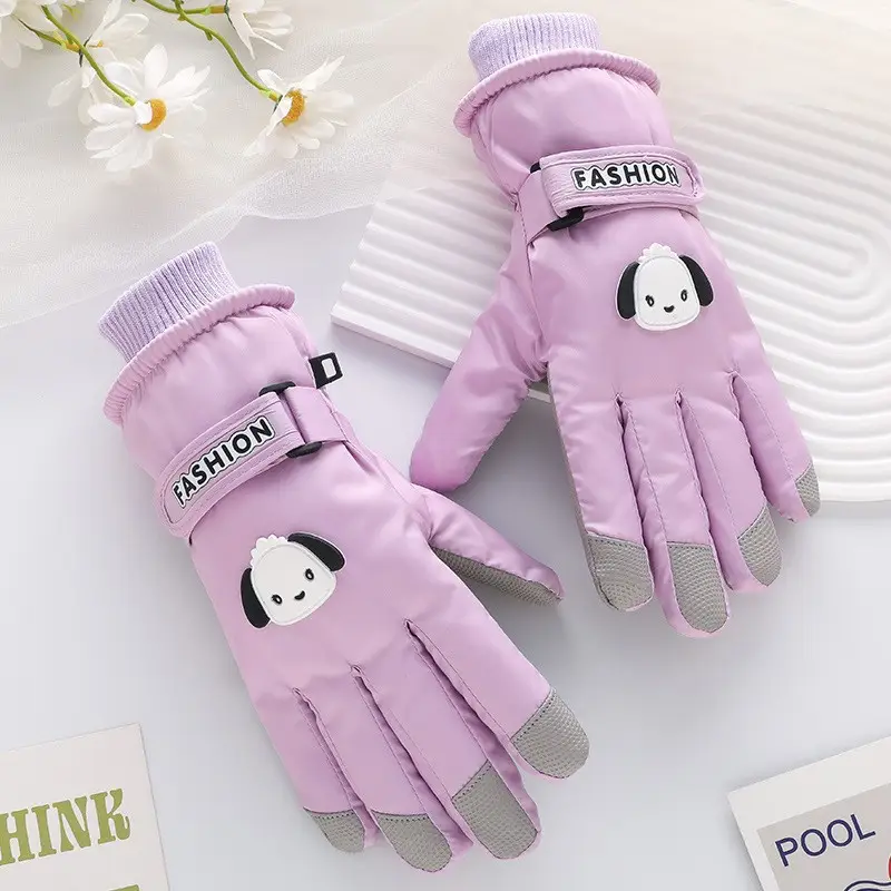 Men Winter Fleece Ski Gloves Grey Windproof Cold Proof - Image 42