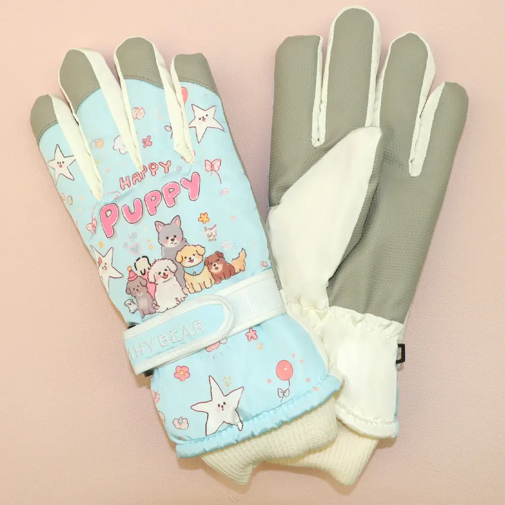 Men Winter Fleece Ski Gloves Grey Windproof Cold Proof - Image 47