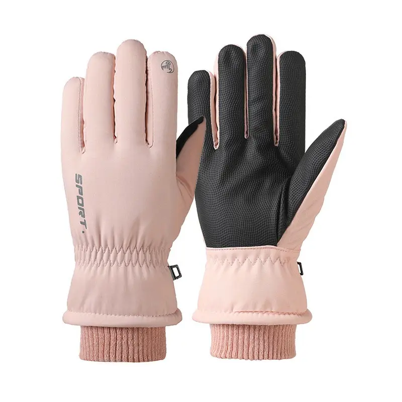 Men Winter Fleece Ski Gloves Grey Windproof Cold Proof - Image 6