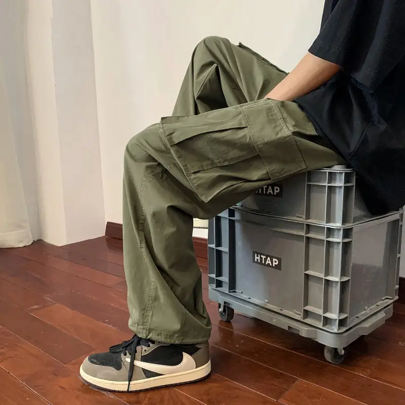 Army Green Japanese Oversize Pants Men Summer - Image 3
