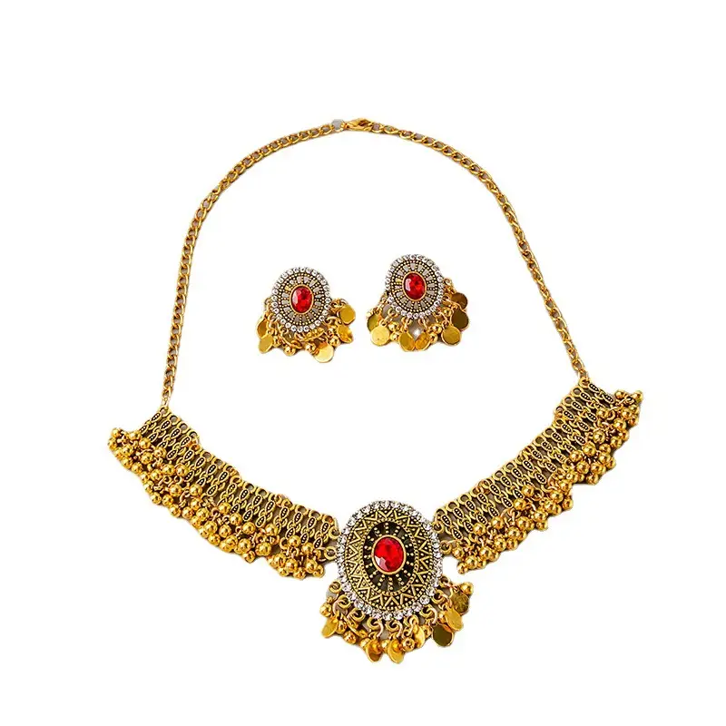 Pearl Sequins Earrings Set Gold Vintage Necklace Earrings - Image 11