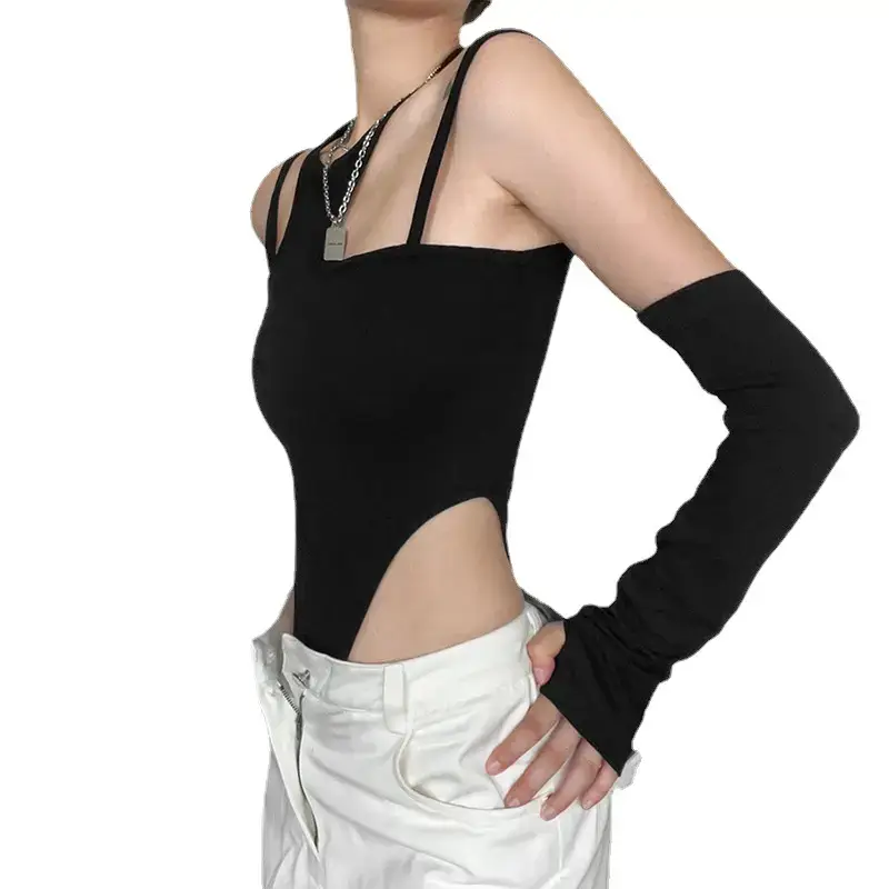 Black Hollow Sleeve Long Sleeve Top for Women - Image 6