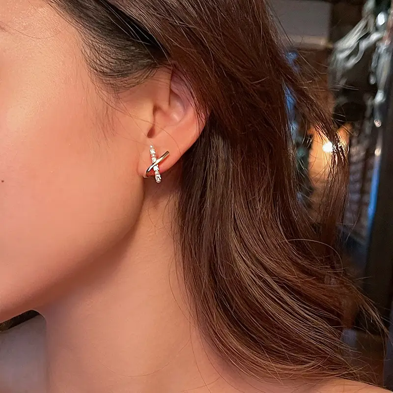 925 Silver Pearl X Cross Earrings for Women — feature 11