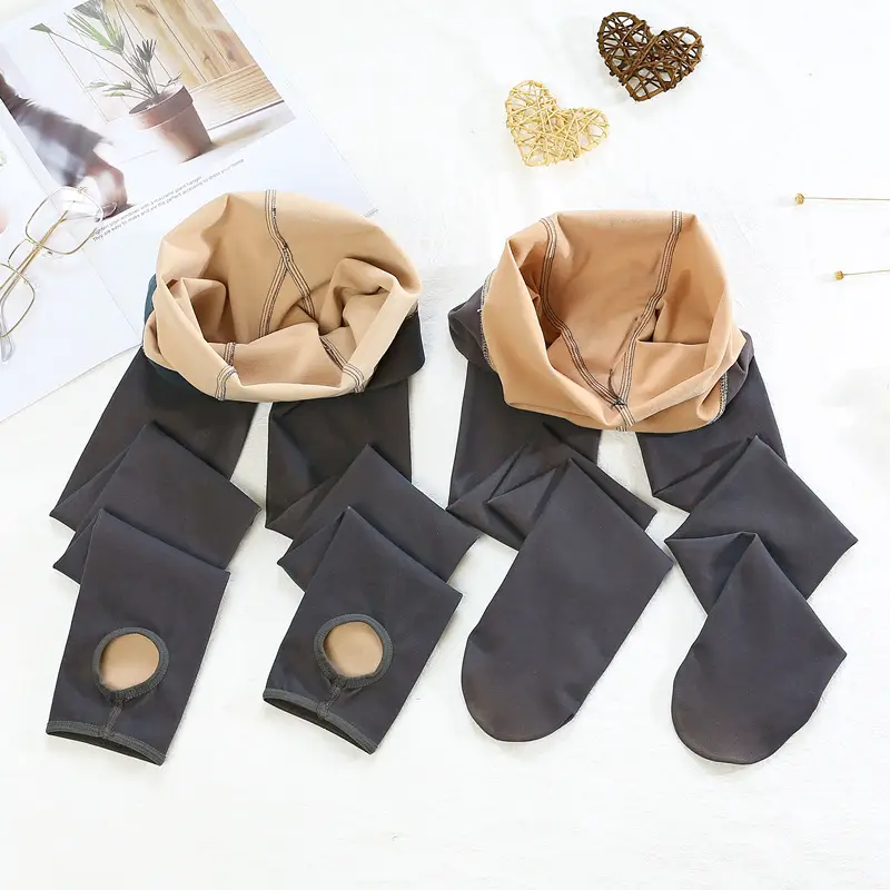 Women Faux Sheer Thermal Leggings Nude Thickened Winter Warm