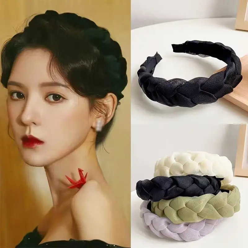 Women Twist Braided Headband Skull Top Face Brow Hairpin - Image 19
