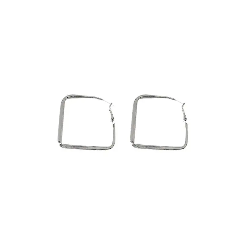 Square Geometric Silver Earrings for Women - Image 6