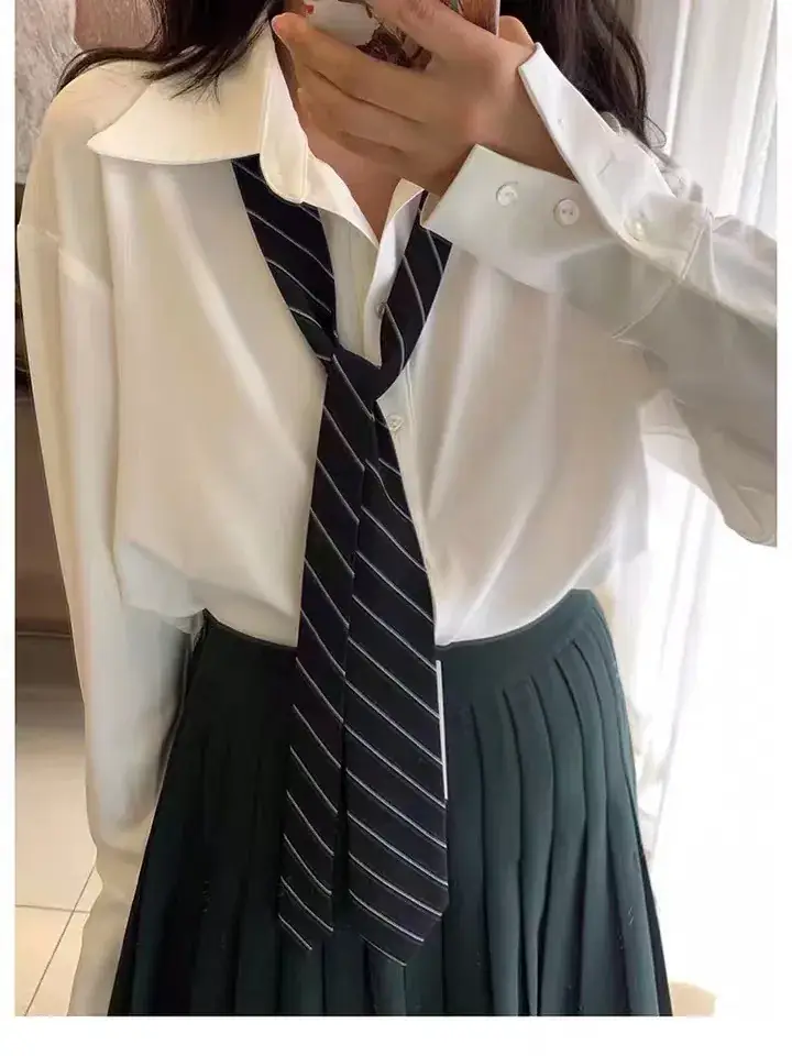 Korean Style Striped Tie for Men Brown - Image 12