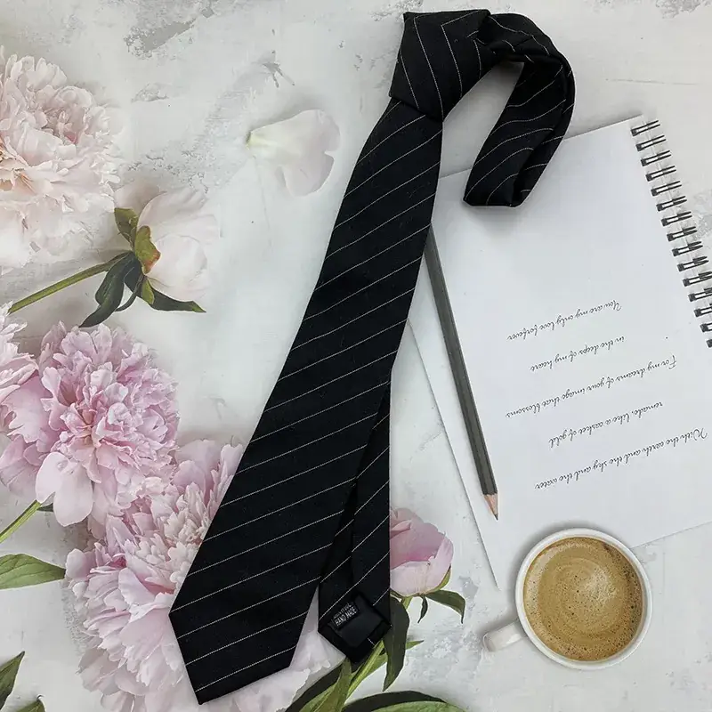Korean Style Striped Tie for Men Brown - Image 9