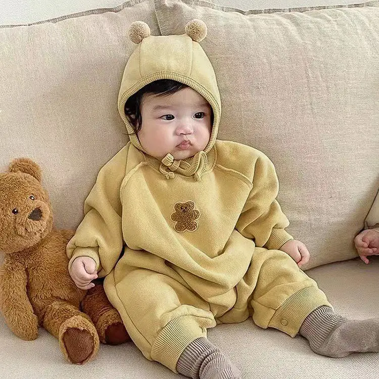 2026 Spring Bear Embroidered Long Onesie Baby Romper - Image 14