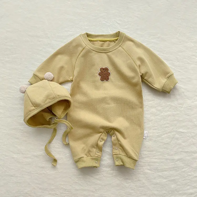2026 Spring Bear Embroidered Long Onesie Baby Romper - Image 5