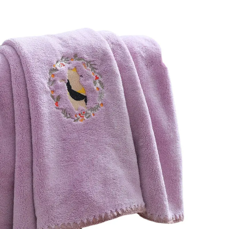 Coral Embroidered Women's Bath Towel Pink 70x140cm - Image 12