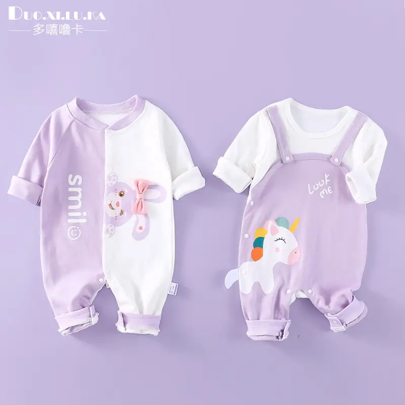 Baby Cotton Romper White Rainbow Print Long Sleeve - Image 35