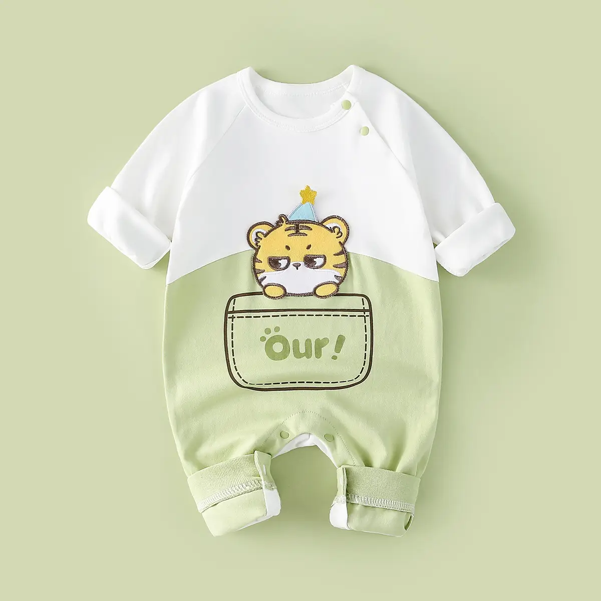 Baby Cotton Romper White Rainbow Print Long Sleeve - Image 18