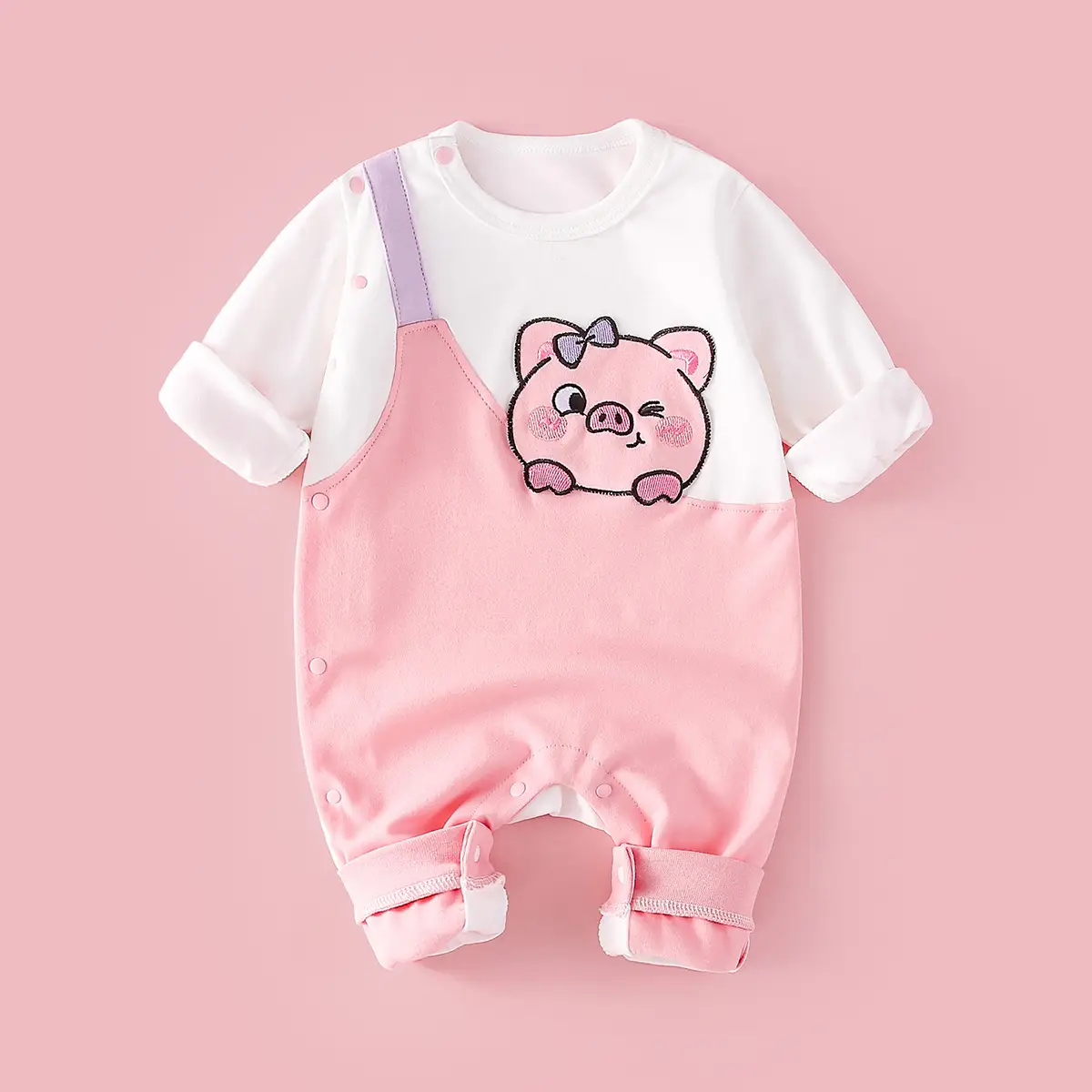 Baby Cotton Romper White Rainbow Print Long Sleeve - Image 19