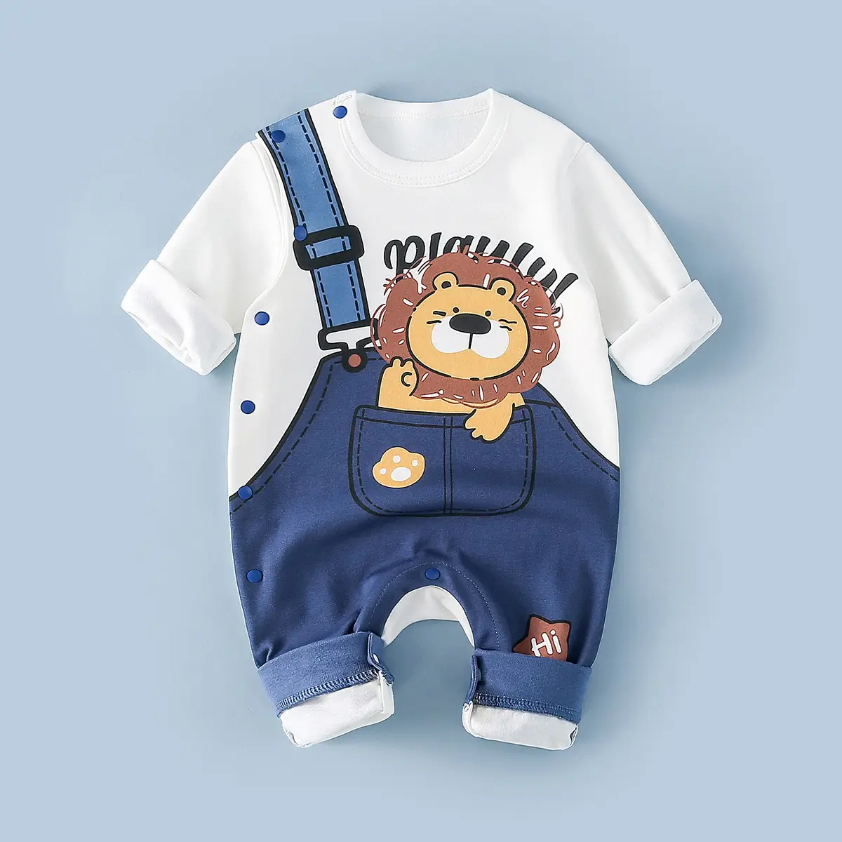 Baby Cotton Romper White Rainbow Print Long Sleeve - Image 23