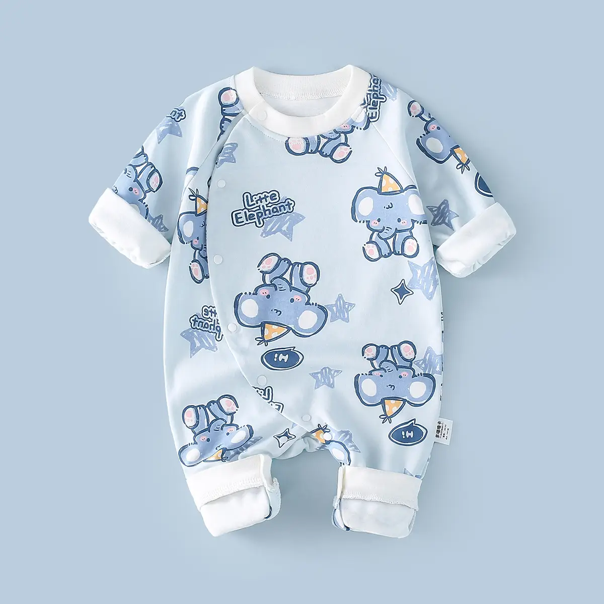Baby Cotton Romper White Rainbow Print Long Sleeve - Image 27