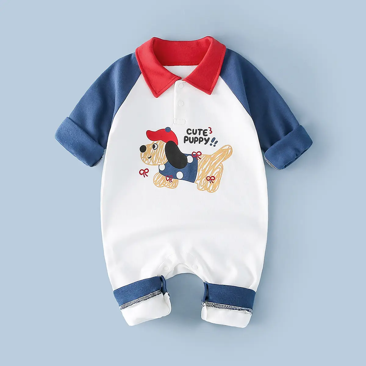 Baby Cotton Romper White Rainbow Print Long Sleeve - Image 30