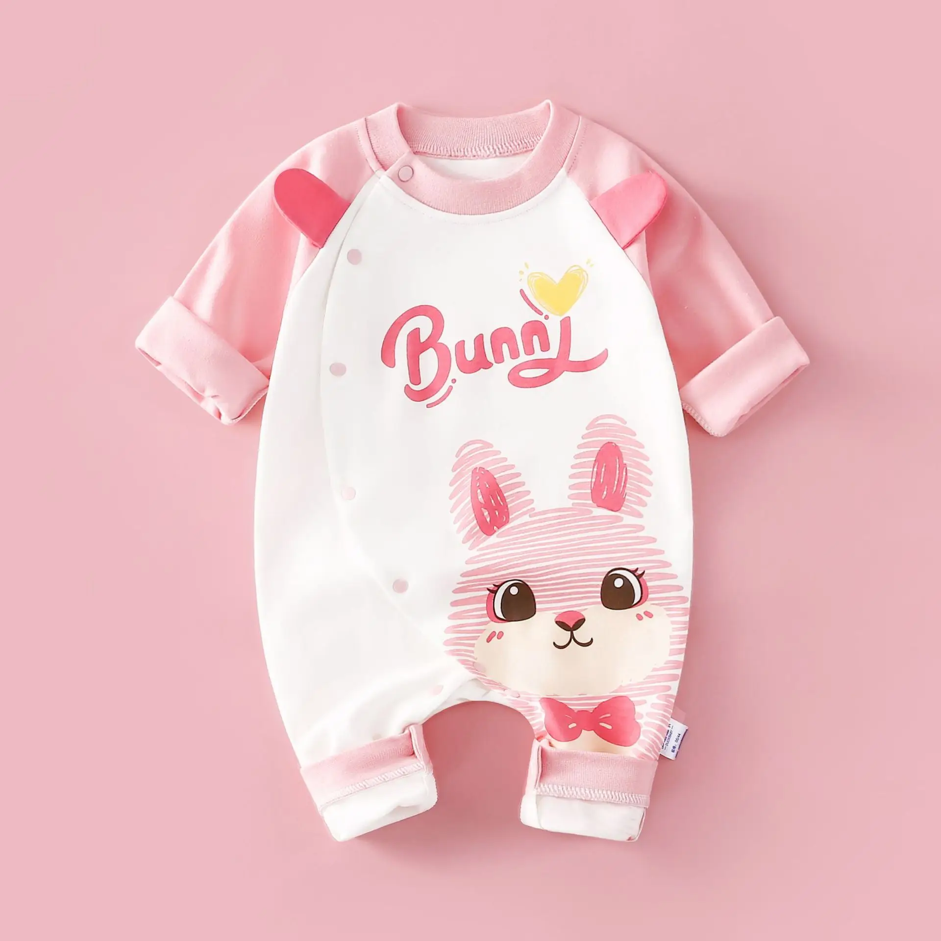 Baby Cotton Romper White Rainbow Print Long Sleeve - Image 8