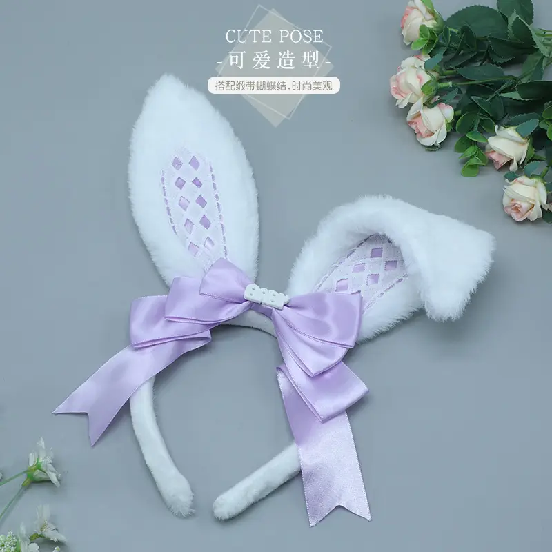 Alice Rabbit Soft White Ear Patch with Black Bow - Image 17