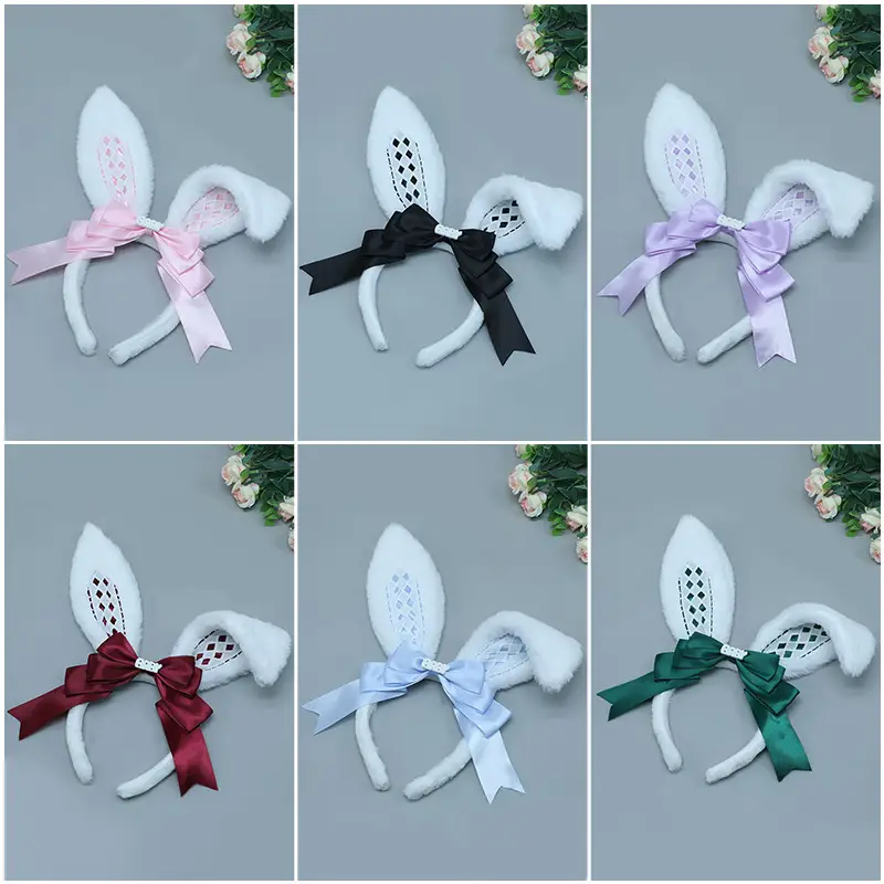 Alice Rabbit Soft White Ear Patch with Black Bow - Image 18