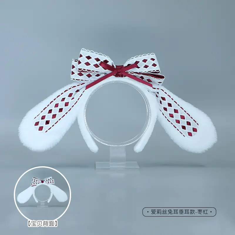 Alice Rabbit Soft White Ear Patch with Black Bow - Image 10