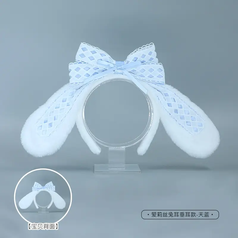 Alice Rabbit Soft White Ear Patch with Black Bow - Image 11