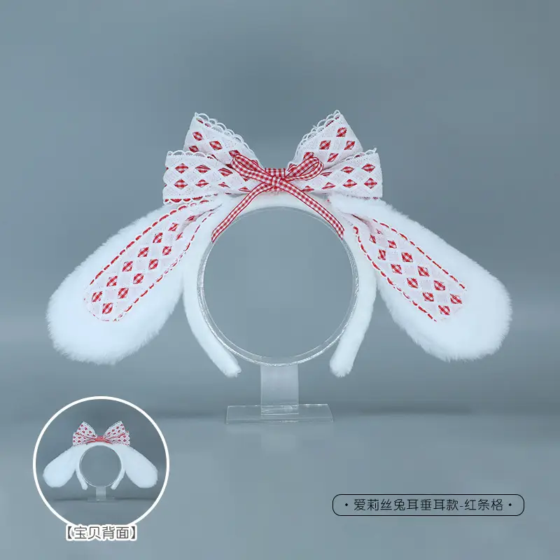 Alice Rabbit Soft White Ear Patch with Black Bow - Image 13