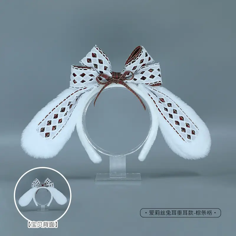 Alice Rabbit Soft White Ear Patch with Black Bow - Image 14