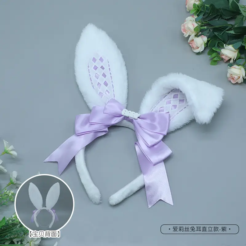 Alice Rabbit Soft White Ear Patch with Black Bow - Image 3