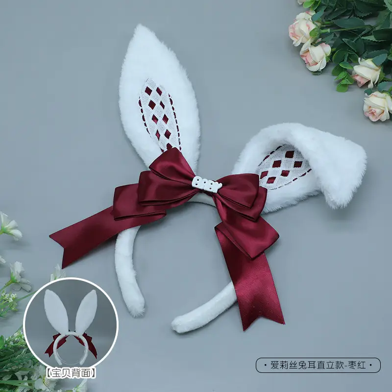 Alice Rabbit Soft White Ear Patch with Black Bow - Image 4