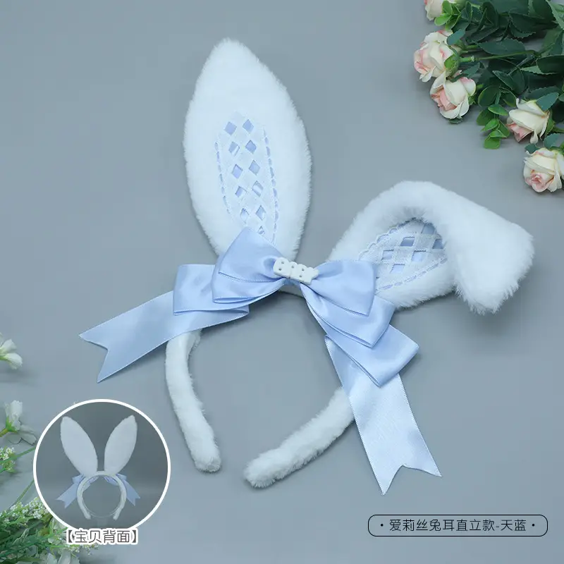 Alice Rabbit Soft White Ear Patch with Black Bow - Image 5