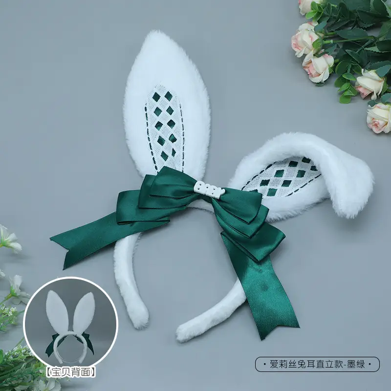 Alice Rabbit Soft White Ear Patch with Black Bow - Image 6
