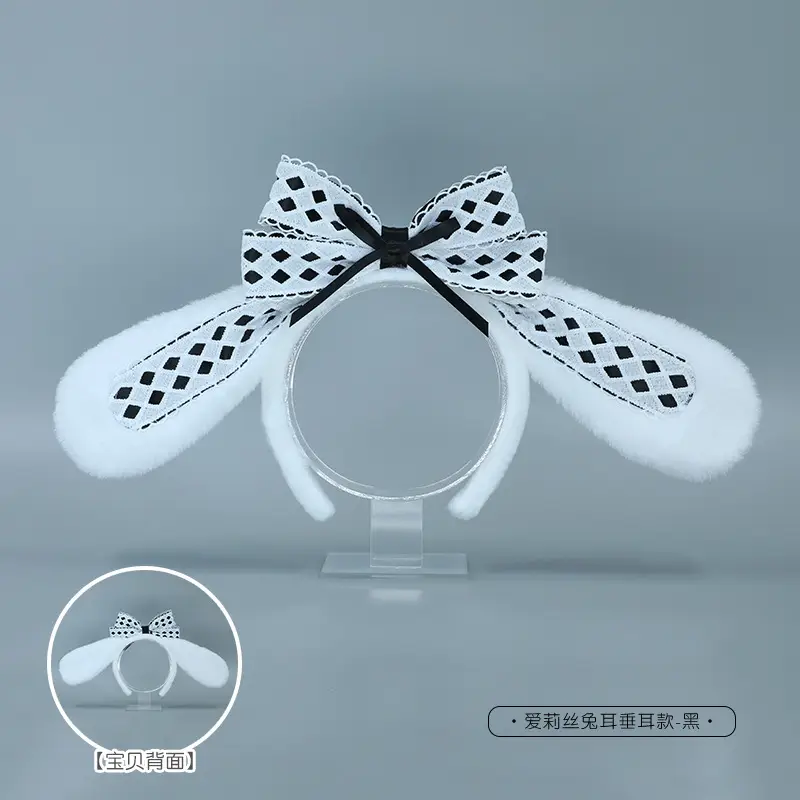 Alice Rabbit Soft White Ear Patch with Black Bow - Image 8