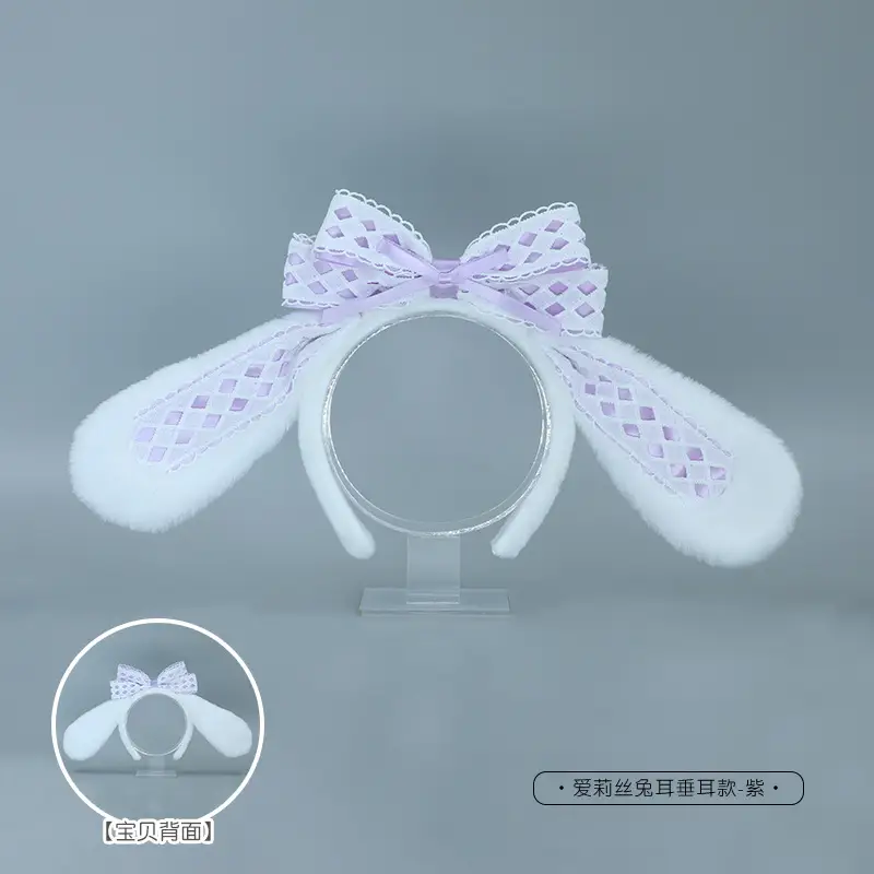 Alice Rabbit Soft White Ear Patch with Black Bow - Image 9