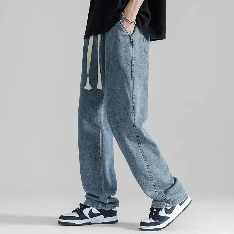 Men's Thin Straight-Leg Jeans 2024 Summer Loose Drape