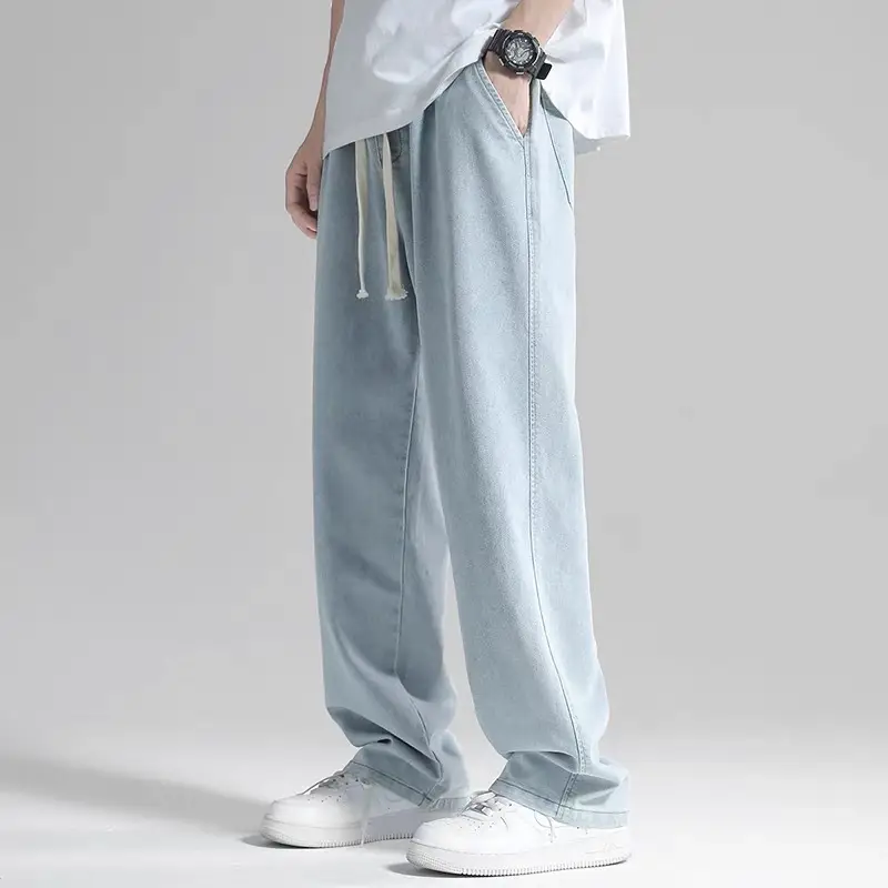 Men's Thin Straight-Leg Jeans 2024 Summer Loose Drape