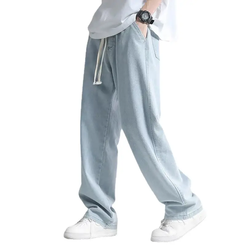 Men's Thin Straight-Leg Jeans 2024 Summer Loose Drape