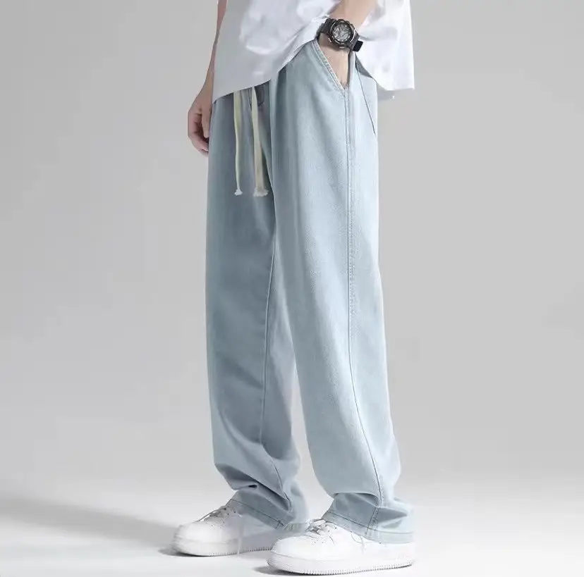 Men's Thin Straight-Leg Jeans 2024 Summer Loose Drape