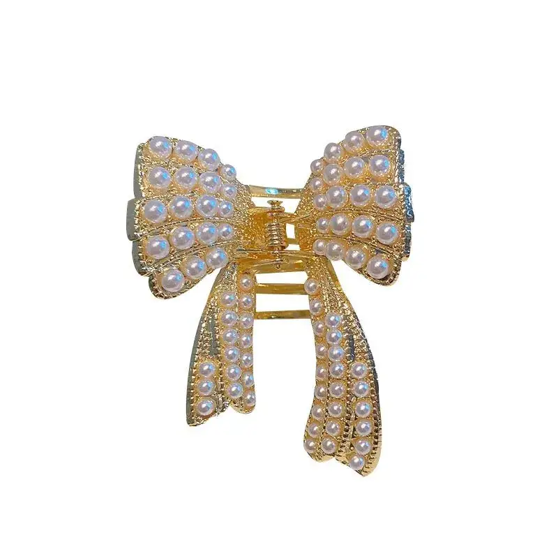 Pearl Bow Hair Clip for Women Small Size