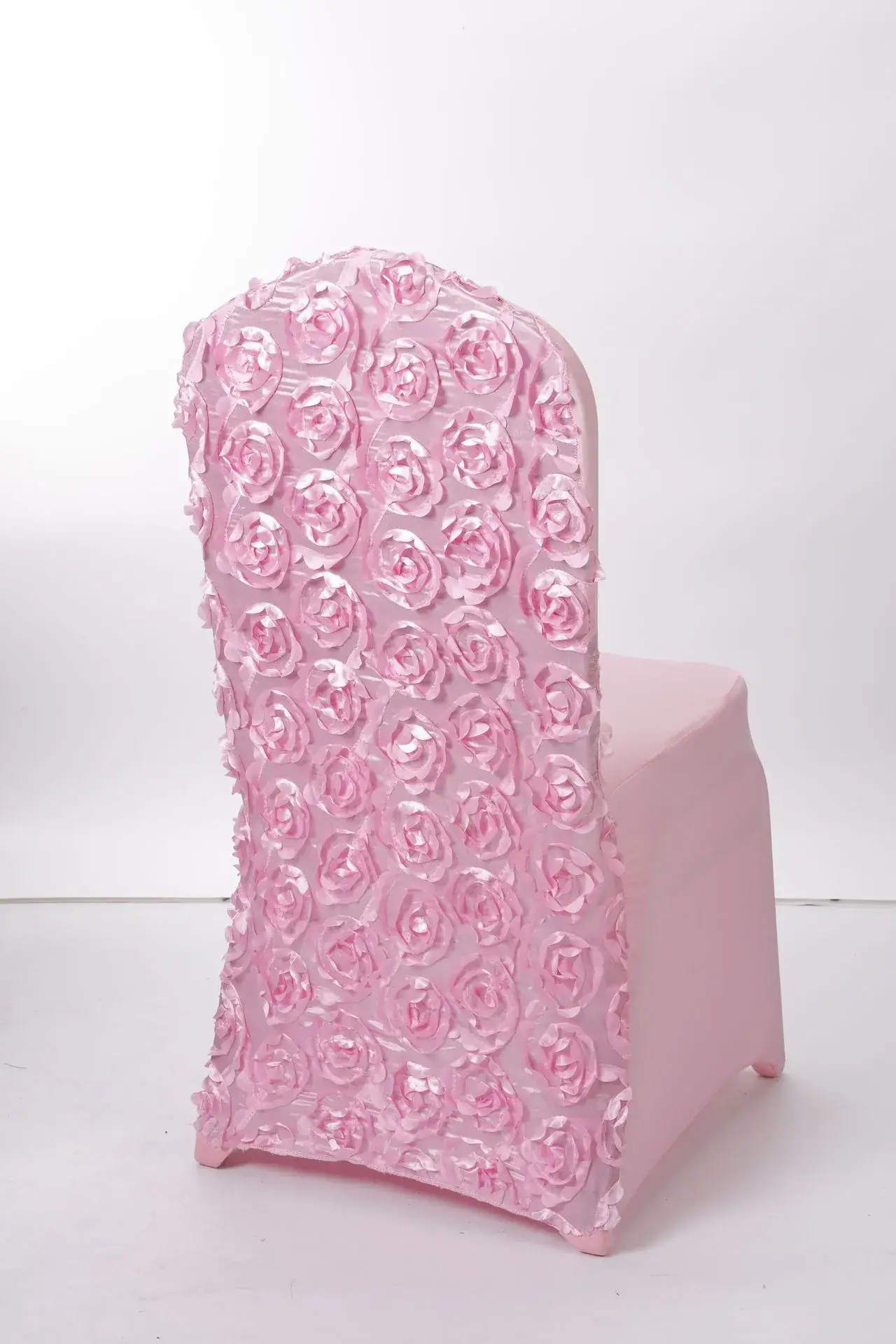 Pink Elastic Chair Covers for Wedding, Hotel, Office Use