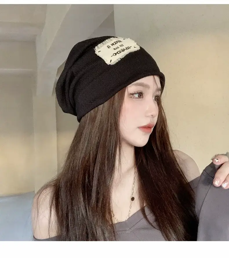 Women's Knitted Wool Beanie with "Hello" Print — feature 11