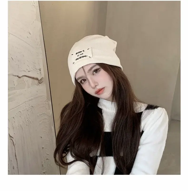 Women's Knitted Wool Beanie with "Hello" Print — feature 15
