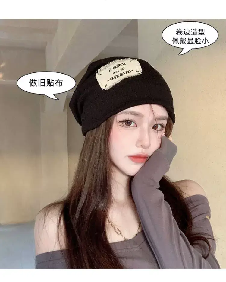 Women's Knitted Wool Beanie with "Hello" Print — feature 3
