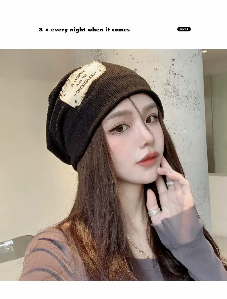 Women's Knitted Wool Beanie with "Hello" Print — feature 6