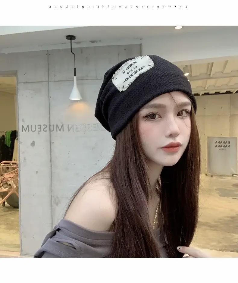 Women's Knitted Wool Beanie with "Hello" Print — feature 8