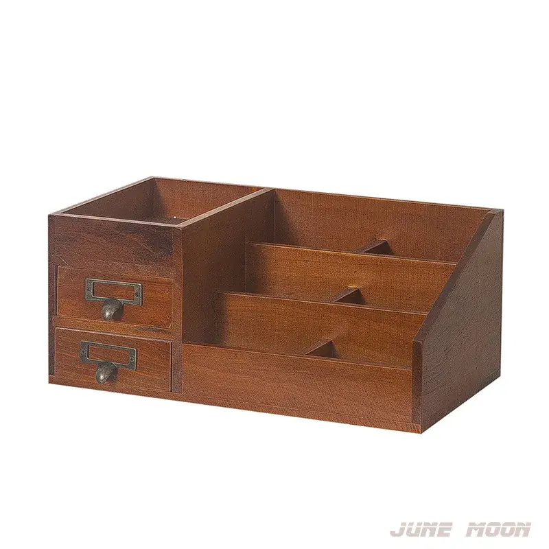 Retro Wooden Cosmetics Storage Box for Makeup Organizer - Image 6