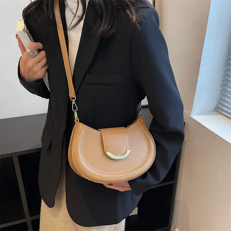 Korean Style Brown Leather Handbag for Women - Image 9