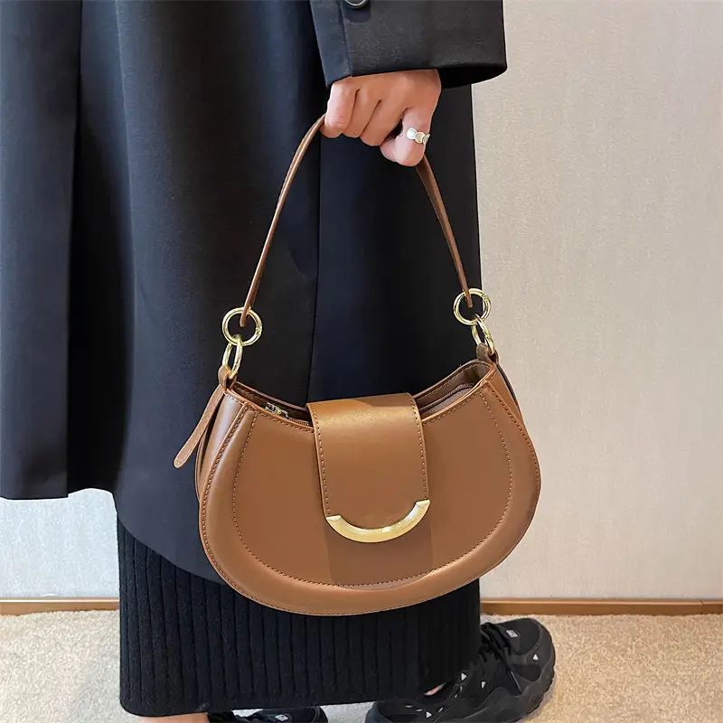Korean Style Brown Leather Handbag for Women - Image 5