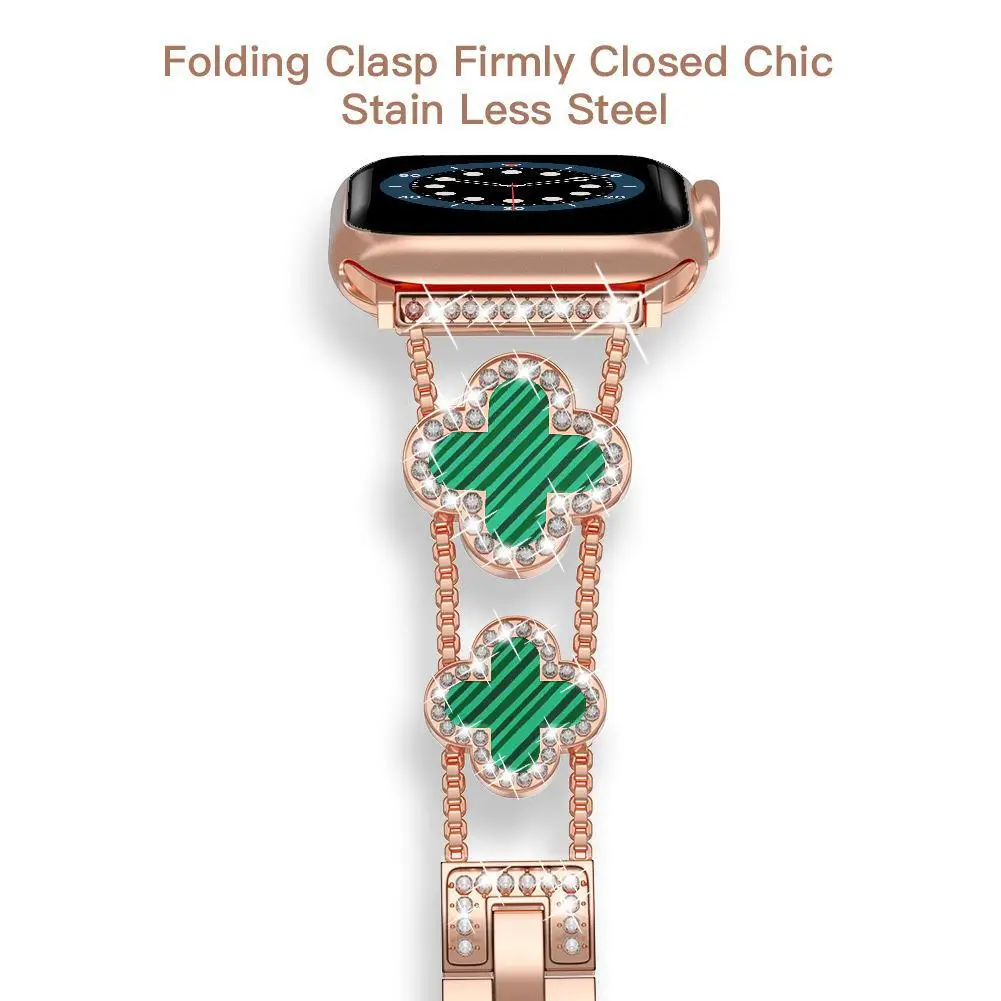 Fashion Diamond Clover Metal S10 Strap for Apple Watch SE1-10