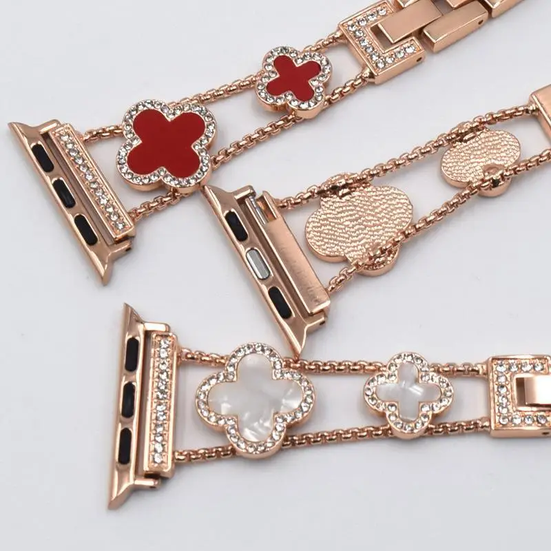 Fashion Diamond Clover Metal S10 Strap for Apple Watch SE1-10